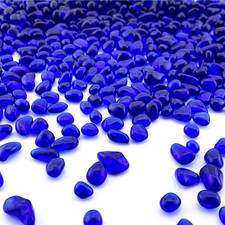 Blue Glass Stones 0.85Lb/385G Aquarium Gravel Rocks Blue Pebbles for Fish Tank