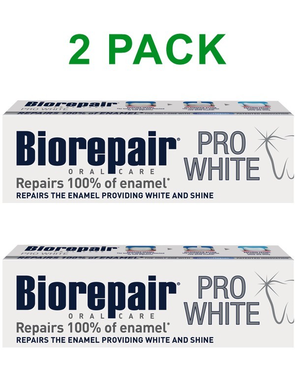 x2  Biorepair Pro White Toothpaste Repairs The Enamel Providing White & Shine