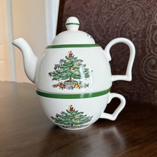 Vintage Spode Christmas Tree Christmas Cheer Tea for One - 3 Piece Set