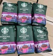 6 BAGS Starbucks Ground Coffee Dark Roast Morning Joe LOT 12oz (Total 72 oz)