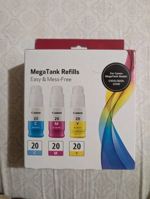Canon MegaTank Refills 3-Pack Ink Bottles GI-20 CMY For Models G5020/G6020/G7020