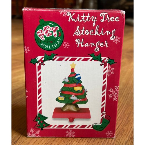 Pet Holiday Kitty Tree Christmas tree stocking hanger cast iron for cat - Picture 1 of 4