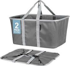 Collapsible Laundry Tote - Charcoal Gray 2-Pack 50L - Foldable Storage Orga