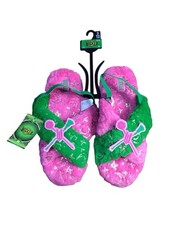 Ground UP Wicked Fuzzy Slippers Pink Green Adult Size 9/10 NWT Glinda Elphaba