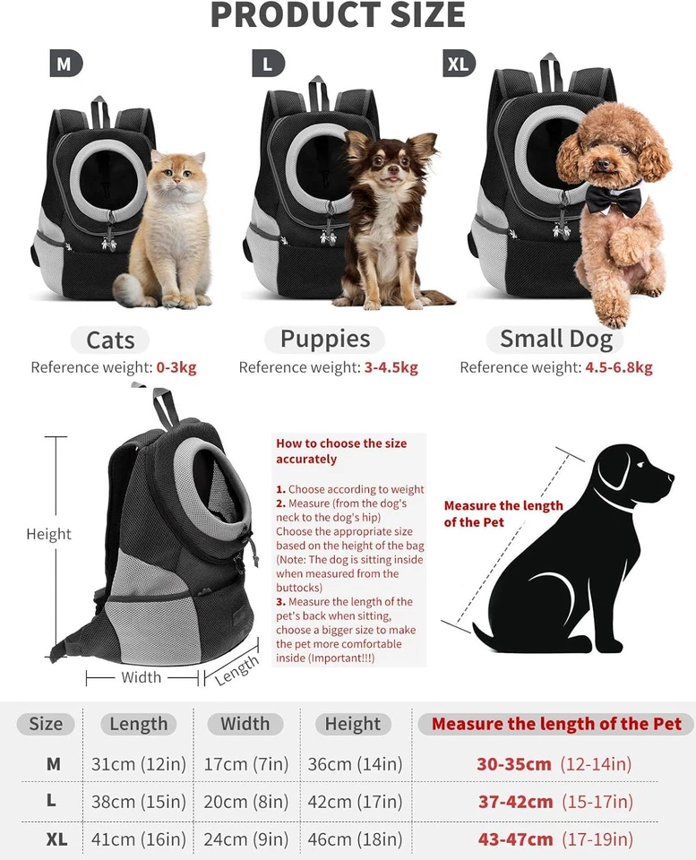 Zaino Porta Cane Marsupio Cane Borse per Cani Trasportino Zaino per Gatti Marsup - Immagine 3 di 4