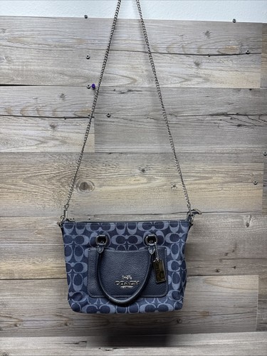 Coach mini Emma Signature Denim Blue Satchel Bag Purse