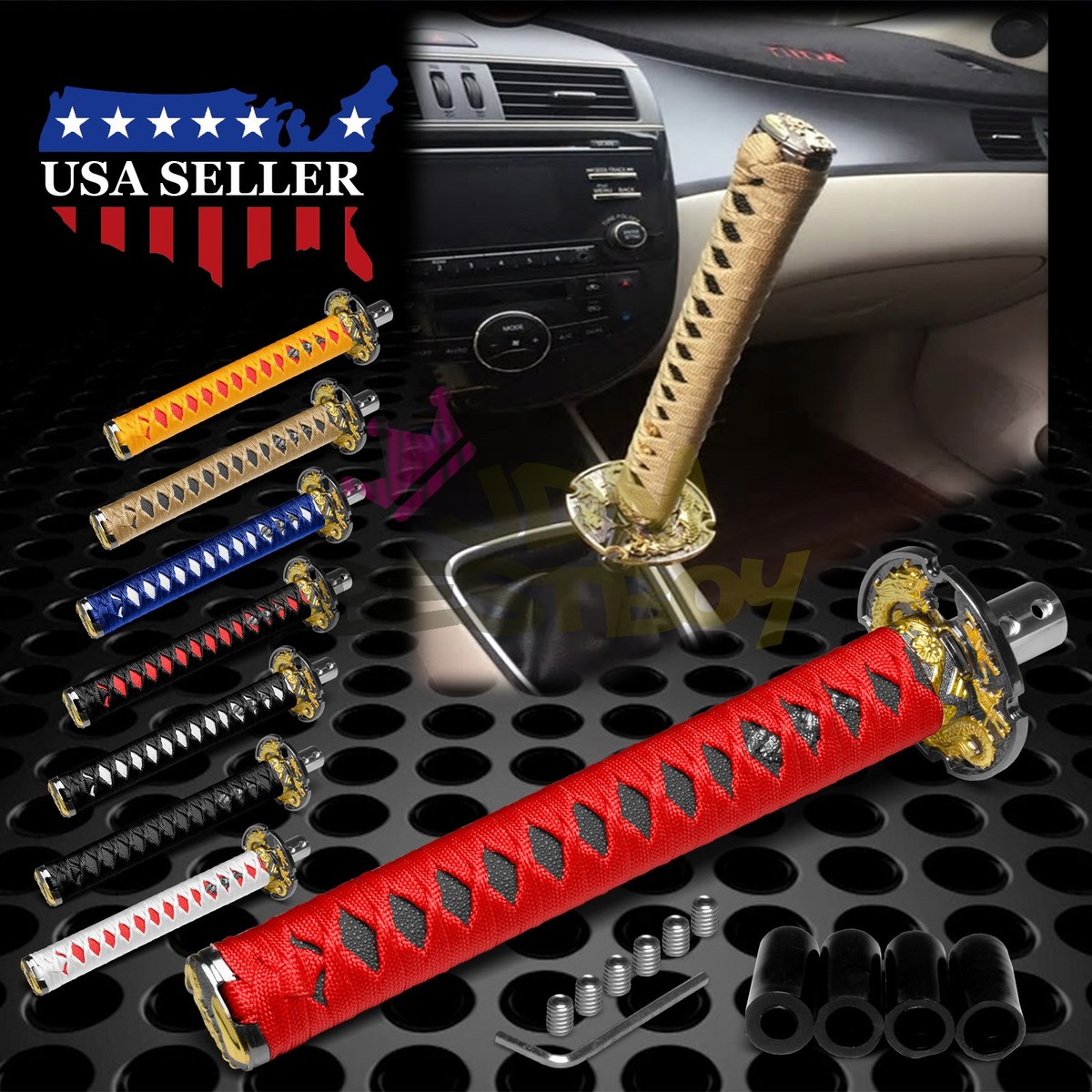 26cm Samurai Sword Shift Knob Shifter Auto Katana Metal Adapter