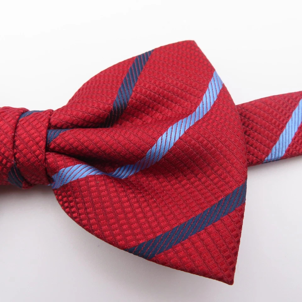 Pajarita Countess Mara roja azul a rayas 3" de ancho pre corbata poliéster Foto 2 de 4