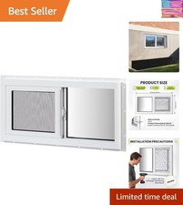 Vinyl Basement Window, 32" x 16" Slider Window with Double Pane Insulated Tem...