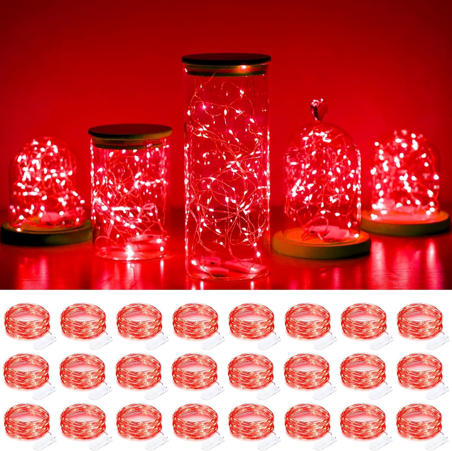 24 Pack Battery Fairy Lights with 20 LED 7.2ft Starry Firefly Copper Wire