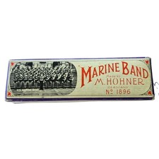 M. Hohner Marine Band Harmonica Key of C No 1896 Made in Germany with Box