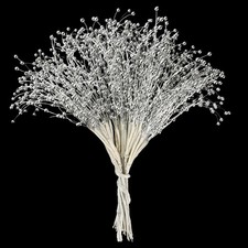 100 PCS Beaded Stick Bride Wedding Pearl Bouquet Party Decoration Silver DIY