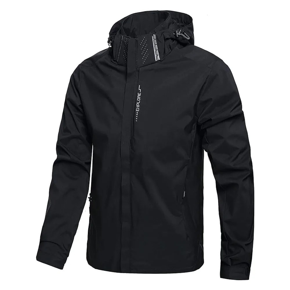 Men&rsquo;s Waterproof Rain Jacket &mdash; Lightweight Hooded Windproof Outdoor Coat