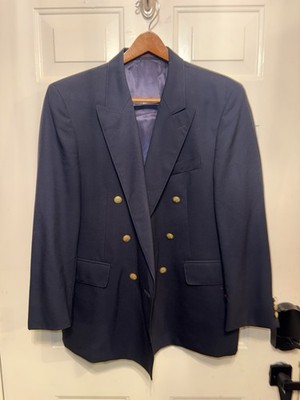 New Castle & York Men's 100% Wool Navy Blue 2 Button Blazer Size 42s (WTF26)