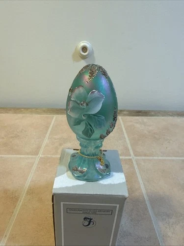 Fenton Glass Green Egg Hand Painted Limited Edition 2067/3000
