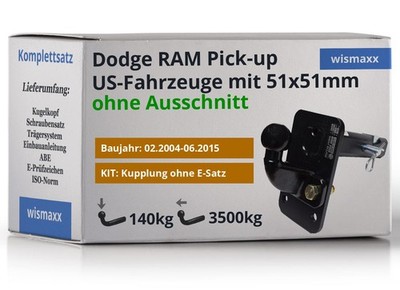 Dodge RAM ANHÄNGERKUPPLUNG ADAPTER US-Fahrzeuge 51x51mm AHK starr +ABE AH-5
