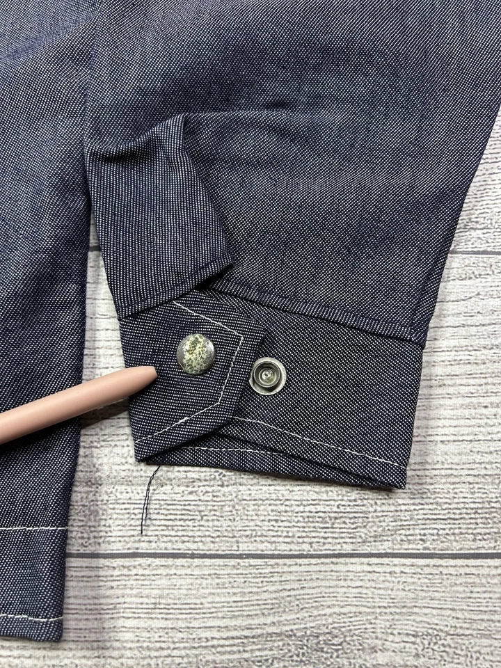 复古 70 年代 Champion 赛车衬衫小号轻便牛仔机械按扣 — 第 2/4 张图片