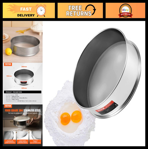 Fine Mesh Flour Sieve 150 Mesh Sifter - 304 Stainless Steel Strainer for Baking, - Picture 1 of 8