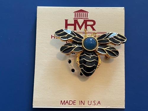 Vintage MMA Gold Tone Enamel Bee Metropolitan Museum of Art Brooch Pin