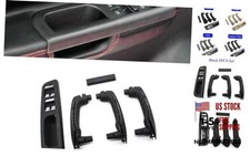 8PCS Window Lift Control Switch Cover Bezel Door Handles Grab Completes - Black