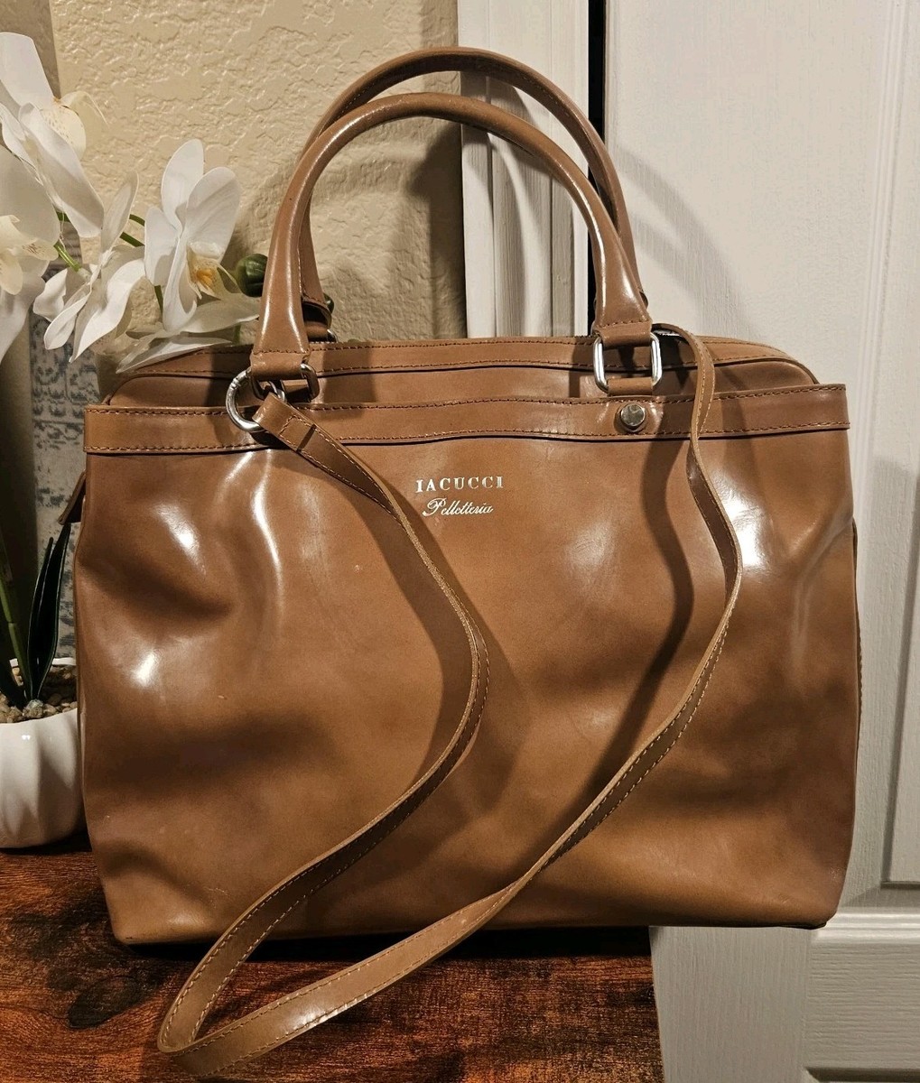 IACUCCI Pelleteria Brown Patent Leather Handbag Made in Italy F | eBay