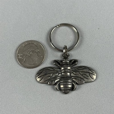 Bath & Body Works Bumble Bee Charm Pewter Metal Keychain Key Ring #54835