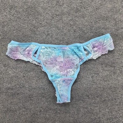 Knotty Knickers Panties Womens L Multicolor Thong Lace Sheer Stretch High Leg