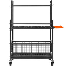 Garden Tool Organizer, 16-Slots with Hooks, Yard Tool Rack with Wheels, Holds Ra