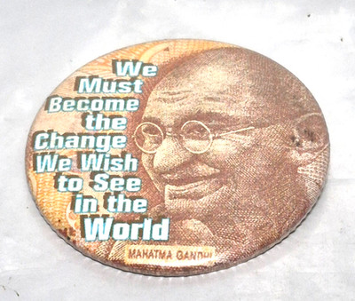 Gandhi Pinback Button  We must become the change we wish to see in the world 