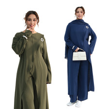 Islamic Casual Outfits Women Muslim Top Blouse Pants Trousers Dubai Kaftan Abaya