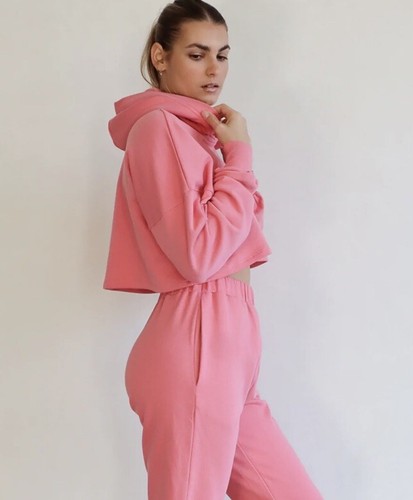 CLEO HARPER size L 14 pink logo cropped OPERA hoodie sweat Shirt - Picture 18 of 23