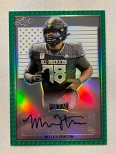MYLES HINTON Eagles 2020 Leaf Army All-American Green Metal Flag Auto # 4/4