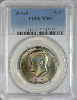 1971 D Kennedy Half Dollar PCGS MS66 - TONING! | eBay