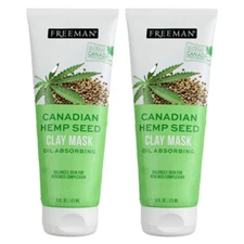 Pack of (2) New Freeman Canadian Hemp Seed Oil Absorbing Clay Mask, 6 fl oz