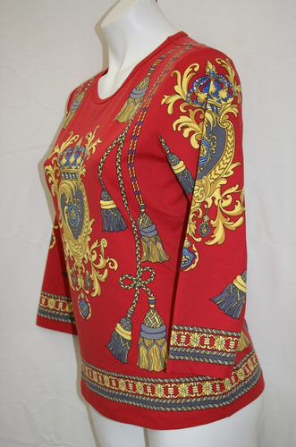 J. McLaughlin Signature Tee Shirt Red/Gold Eastbury Sz M NEW - Picture 5 of 8