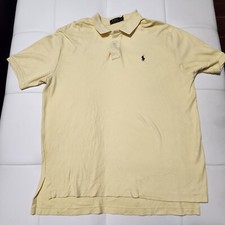 Polo Ralph Lauren Men's Polo Shirt XL 100 Cotton Yellow With Blue Pony