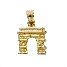 14k Yellow Gold Paris Arc De Triomphe Pendant / Charm, Made in USA