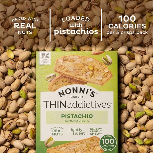 Nonni's THINaddictives Almond Thin Cookies - 3 Boxes Pistachio Almond Cookie ... - Picture 5 of 6