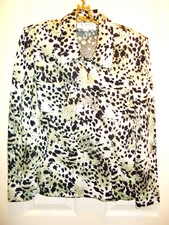 Beautiful St. John Black, White  Lime Animal Print Jacket Sz 12  