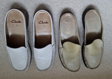 2 Pairs of Second Hand Slip-on Mules  In Good Condition Cream and Bone. Size 5