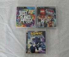 Lot of 3 Sony Playstation 3 PS3 Games Lego Movie Just Dance 2014 Sonic Unleashed