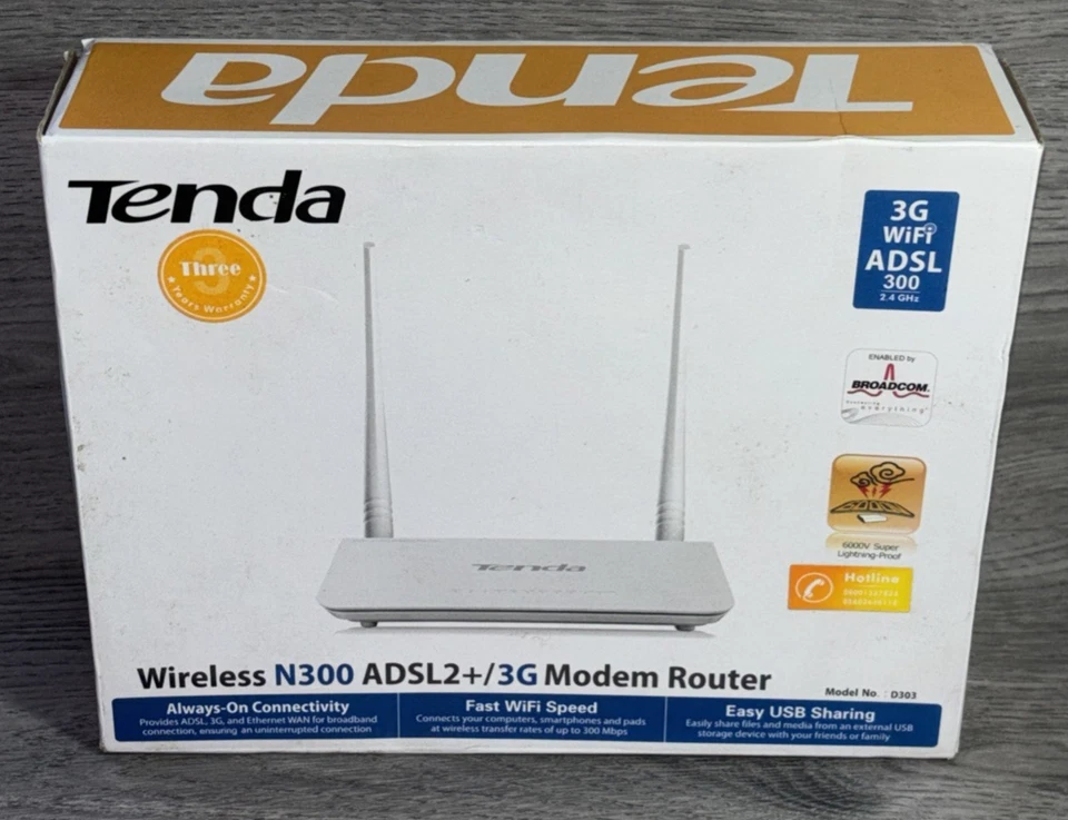 Modem Router D303 ADSL2 3G 300Mbps Tenda Wifi Wireless Router 3G Nas Iptv USB - Image 2 of 4