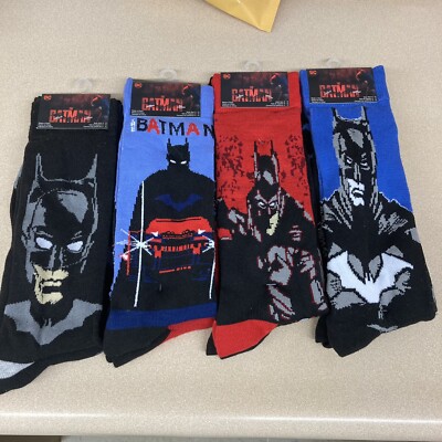 HYP Batman DC Comic 2 Pair 4 Packs Men s Novelty Crew Socks Size 10-13 New AR126