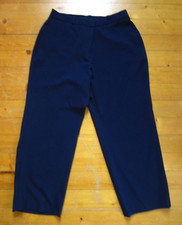 Vtg Avenue Dark Blue Womens Pants -Sz 14 Stretch Petite with Pockets 37' long