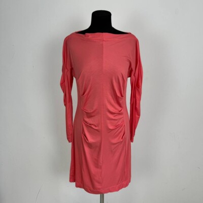Rianne De Witte Elegant Ruched Knit Сrimson Dress Mid-Length Minimalist Size M