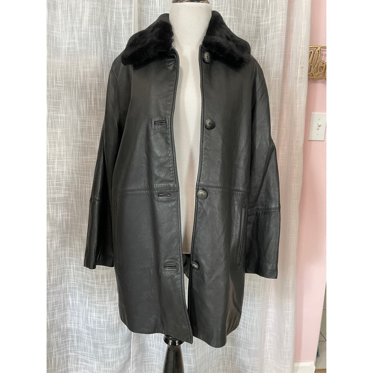vintage usa製 レザージャケットneiman marcus Vintage Neiman Marcus Leather Button Up Jacket Coat L Black
