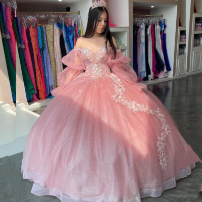 pastel quinceanera dresses Ladivine 15710 Off-Shoulder Green Quinceanera Dress Greenery / Medium