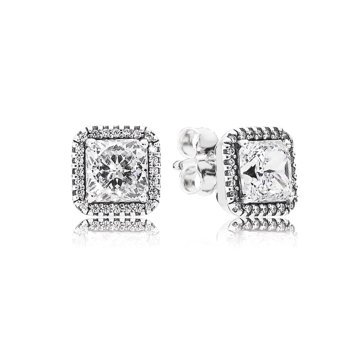 New Authentic PANDORA Square Sparkle Halo Stud Silver New Authentic PANDORA Square Sparkle Halo Stud Silver
