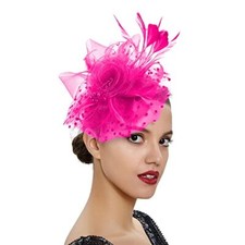 Fascinators for Women Tea Party Headband 1 Count Pack of 1 Fushia Pink
