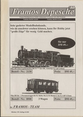 catalogue FRAMOS DEPESCHE B/91 October 1991 D bb